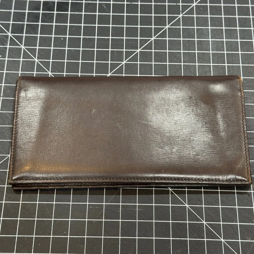 Bally‎ Switzerland Mens Brown Leather Long Bifold Wallet Stripe Detail Vintage